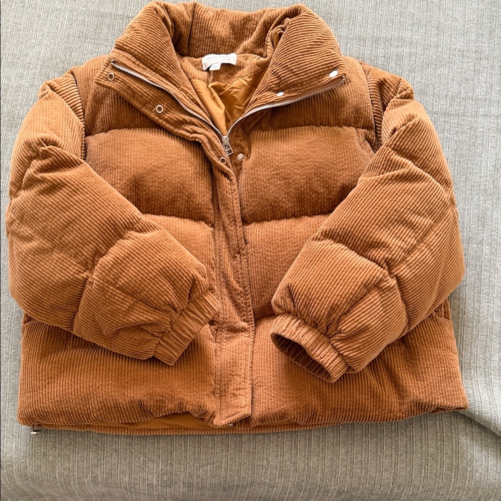 Women's Corduroy Puffer Jacket - Tan